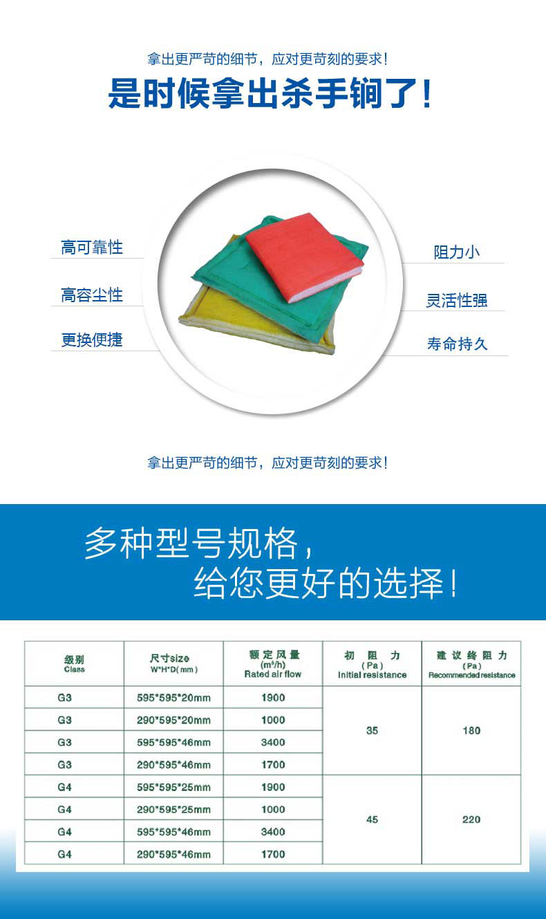 捷霖鐵絲過(guò)濾板擁有高可靠性、高容塵性、更換便捷、阻力小，壽命長(zhǎng)等產(chǎn)品特色